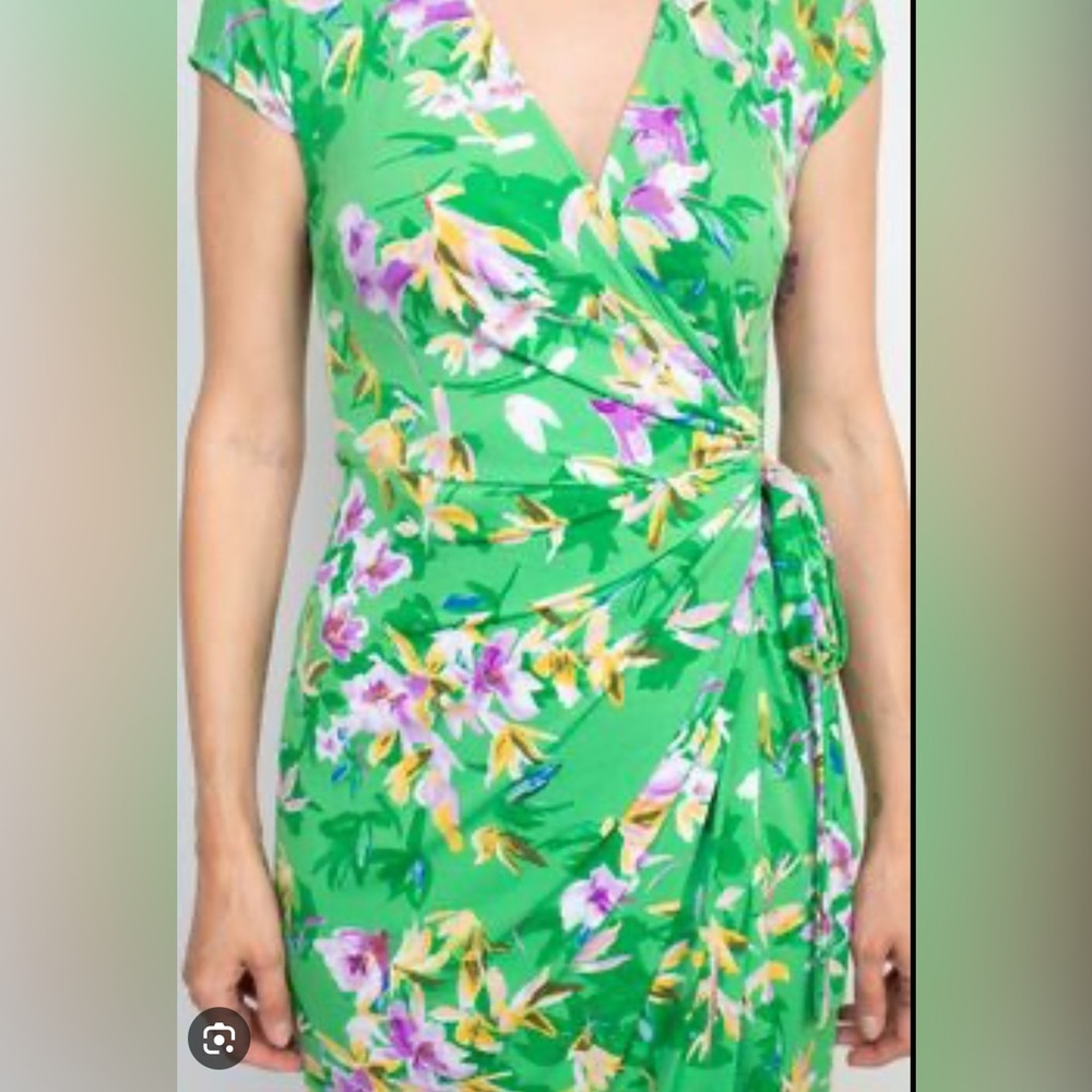 Maggy London Floral Green Wrap Dress